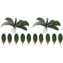 Phalaenopsis Orchids Leaves Artificial Real Looking Latex Contact Plants Green Faux Leaf Arrangement,12 PCS