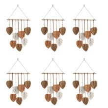 6X Leaf Macrame Wall Hanging Boho Room Home Decor Woven Aesthetic Wall Home Room Wedding Decoration Khaki