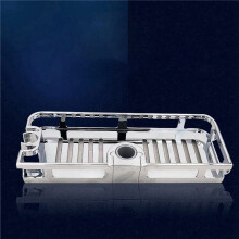 2X Multifunction Organizer Bathroom Lifting Rod Removable Stand No Drilling Soap Holder Shower Shelf Storage Rack Tray