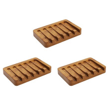 3X Tvålkopp med Snett Vattenfallsdesign, Tvålhållare Teak, Tvålsparare för Dusch, Badrum, Handfat, KöK