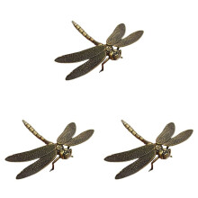 3X  Messing Libelle Casting Tier Figur Retro Stil Metall Skulptur Home Desktop Handwerk Dekoration