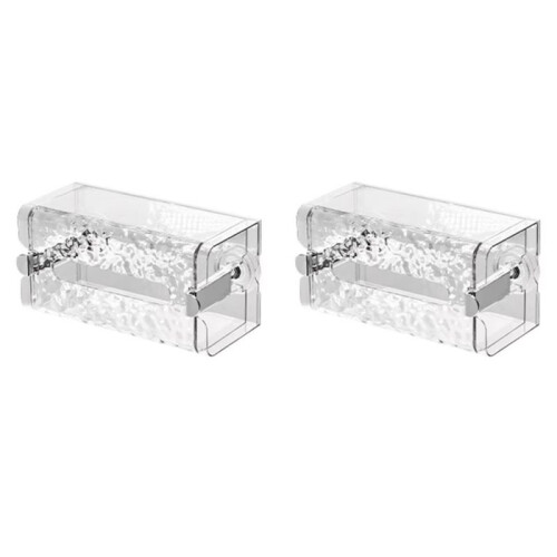 2X Self-Contained Suction Cup Corrugated Wall Organizer, Multifunctional Glacier Pattern Tissue Box, A 1
