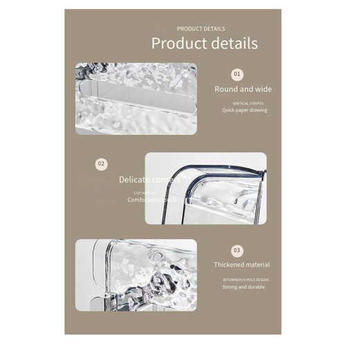 2X Self-Contained Suction Cup Corrugated Wall Organizer, Multifunctional Glacier Pattern Tissue Box, A 1