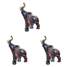3X Painting Graffiti Elephant Sculpture Figurine Colorful Art Elephant Statue Resin Animal Statue Decor C
