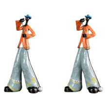 2X Jazz Band Player Figurines Vintage Musician Figure Resin Statues Desktop Ornament Retro Sculpture Home Indoor Decor A
