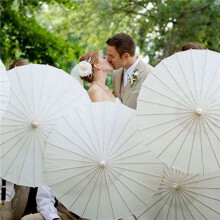 12 Pièces Parasol en Papier 60 cm Parasol de Plage Blanc Bricolage Parapluie Accessoires de Photographie pour Fête Prénatale Mariage