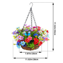 2X Artificial Hanging Flowers in Basket for Patio Lawn Garden Decor, Multicolor