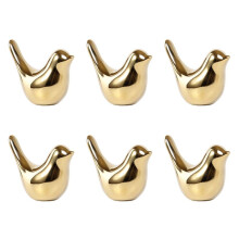 6X Polar House Golden Bird Figurines Modern Ceramic Bird Statues Animal Sculpture Home Decoration Crafts Gold Ceramic -S
