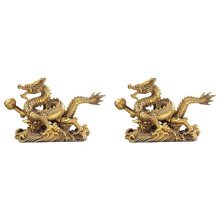 2X Statue de Dragon Feng Shui Chinois en Laiton, Sculpture, Ornements de Table pour la Maison et le Bureau, pour la Richesse et le Succès, Cadeaux