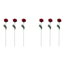 6X Bouquet de Fleurs au Crochet Tricoté à la Main, Fleur de Rose Rouge Artificielle, Fausse Fleur, Décoration de Maison pour Fête de Mariage