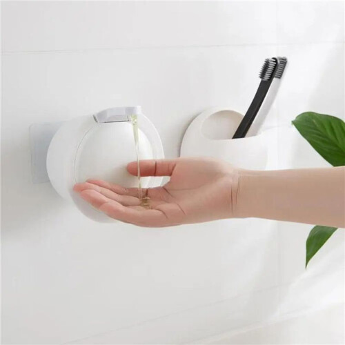 2X Wall Detergent Dispenser Touchless Soap Dispenser Refillable Manual Liquid Container NoDrill Pump Dispenser 1