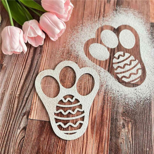 2X Easter Rabbit Foot Print Stencil Floor Bunny Foot Print Template Reusable Stencil