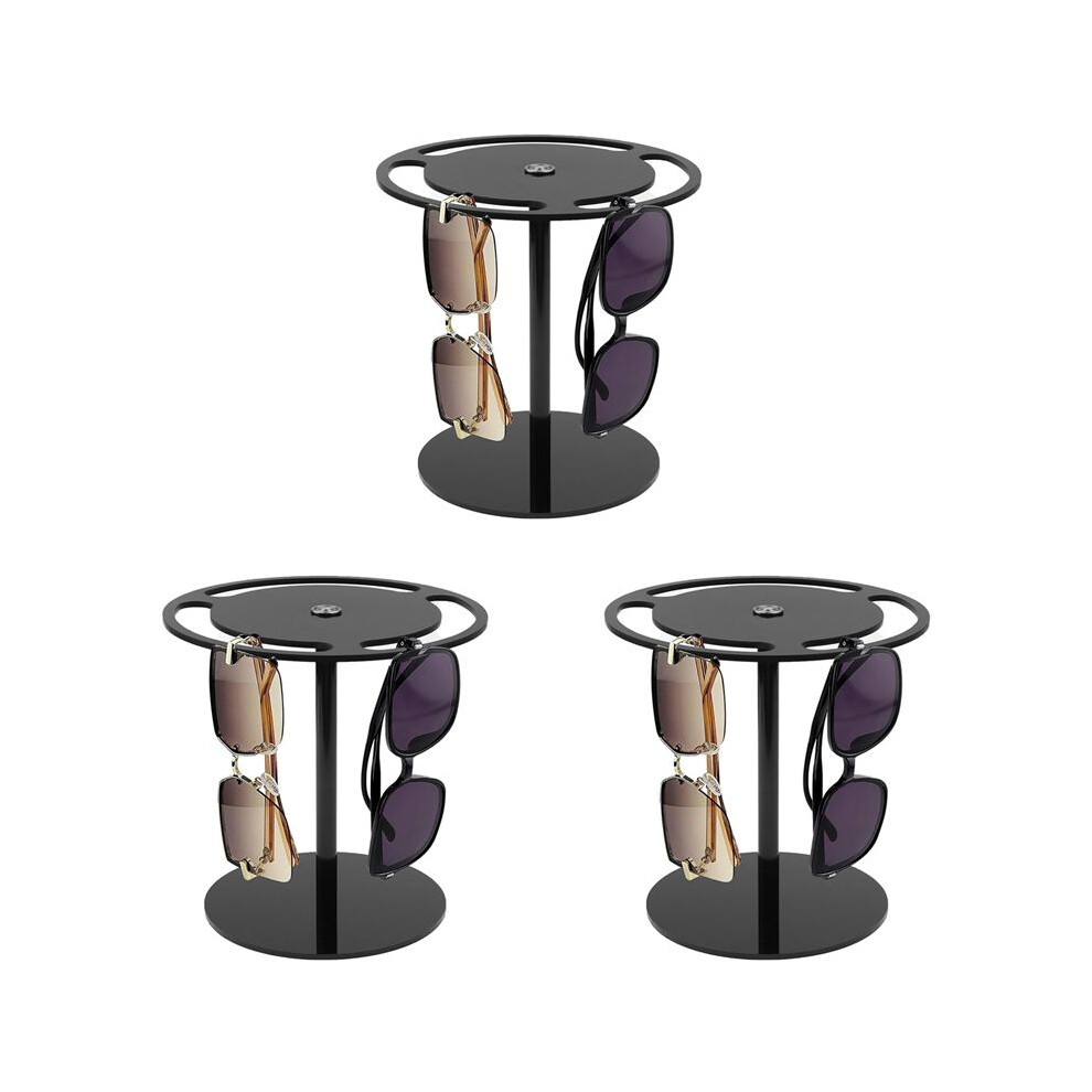 3X Sunglasses Holder Stand, Acrylic Sunglasses Organizer with 360 Rotating, Display Eyeglasses Rack