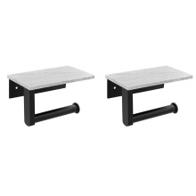 2X Suporte de Papel Higiênico de Mármore com Prateleira Suporte de Rolo de Papel Higiênico Suporte de Parede para Armário de Banheiro Decorativo,