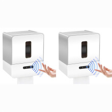 2X Beröringsfri Toalettpappersdispenser,Elektronisk Senor Pappershandduksautomat, med Nattljus,USB-Laddning