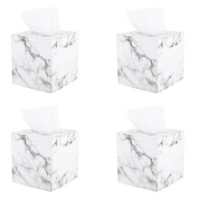 4X Marble Square Square Tissue Box PU Leather Roll Paper Holder Toilet Paper Box Napkin Paper Box Cover Locker Towel Box