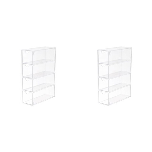 2X Glasses Storage Box 4 Layers Large Glasses Organizer Box Multifunctional Stackable Display Holder Reusable Cosmetics