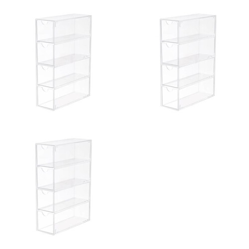 3X Glasses Storage Box 4 Layers Large Glasses Organizer Box Multifunctional Stackable Display Holder Reusable Cosmetics 1