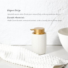 2X Speckled Matte White Ceramic Foam Soap Dispenser, 350ml Refillable Pump with Golden Top, Elegant Foaming Dispenser