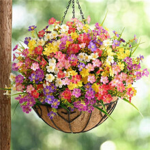 Artificial Flowers for Outdoors,24 Bundles Artificial Plants Outdoor, Fake Flowers, UV Resistant Faux Plants, Outdoor