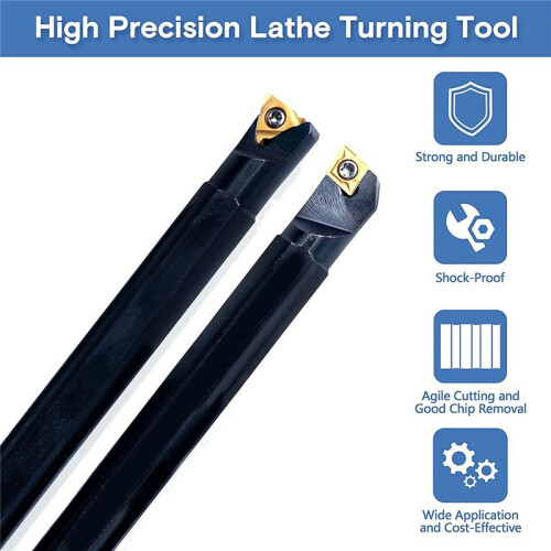 Lathe Threading Tool Set 21 Pieces - 7 Pcs 1/2Inch Turning Shank Boring Bars with 14 Pcs Indexable Carbide Inserts B 1