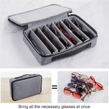 3X Travel Sunglasses Organizer Case, Adjustable Slot for Multiple Pairs, Portable Eyeglasses Storage Box for Men Women