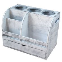 Rustic Wood Hair Dryer Holder for Bathroom Countertop, Vanity Box Bathroom Trays Cosmetic Organizer, Hair Tools Supplies