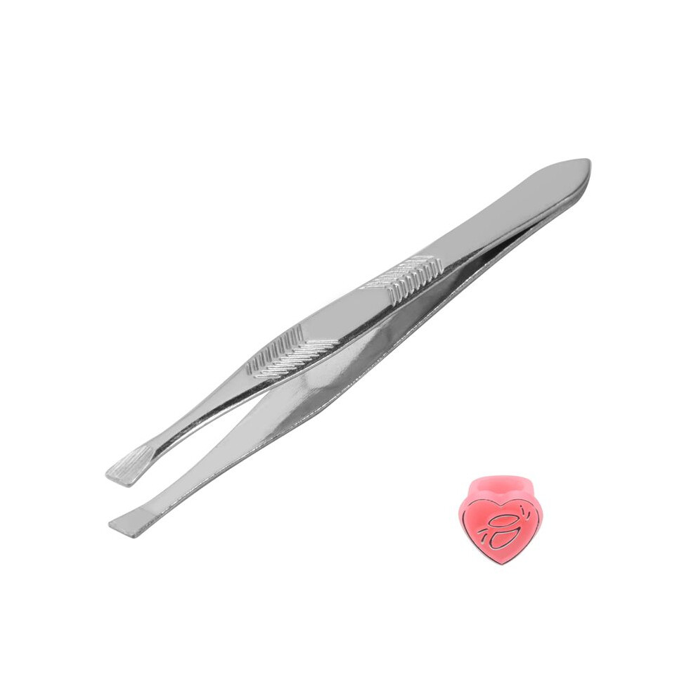 Silver Tone Stainless Steel 3.5" Length Tweezer for Eyebrow
