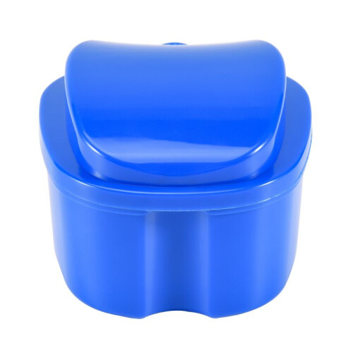 Dark  Denture Case, Denture Cup with Strainer, Denture Bath Box False Teeth Storage Box with Basket Net Container Holder for Travel