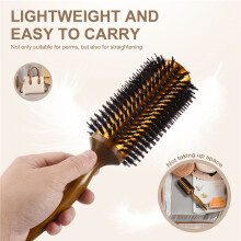 Straight Twill Hair Comb Natural Boar Bristle Rolling Brush Round Blowing Curling DIY Hairdressing Styling Tool