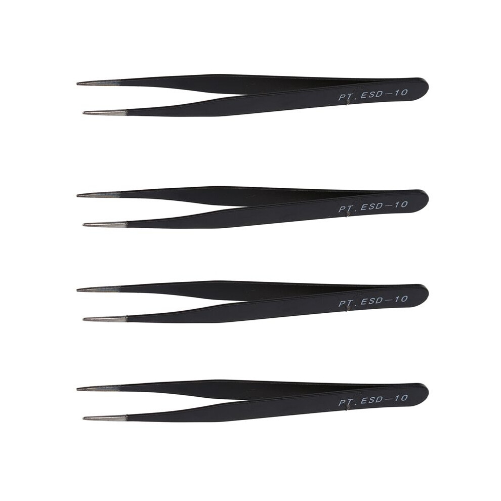 4X Black Metal Straight  Tip Tweezer