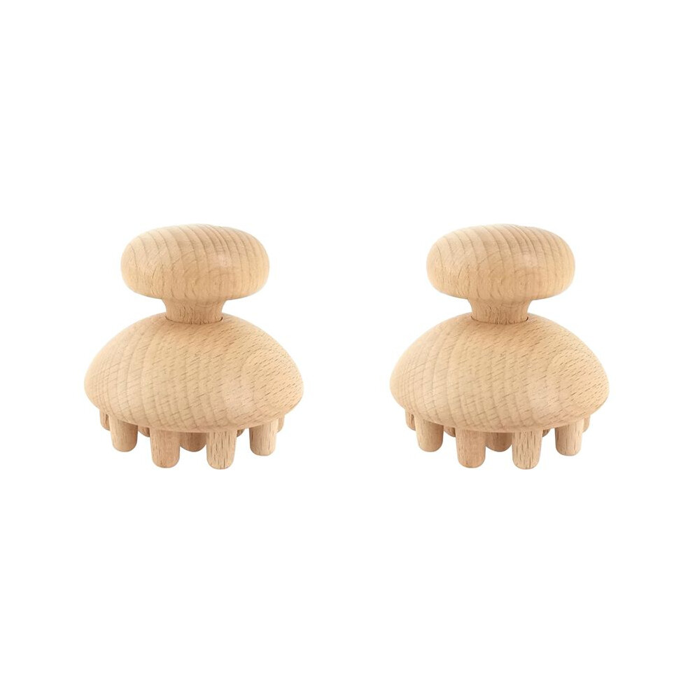 2X Wood Mushroom Shape Therapy Massage Tool Massager Anti Cellulite Fascia Massage Roller
