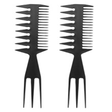 2X Outil de Salon de Beauté de Peigne de Fourche de Cheveux de Peigne de Style de Dent Large à Double Face