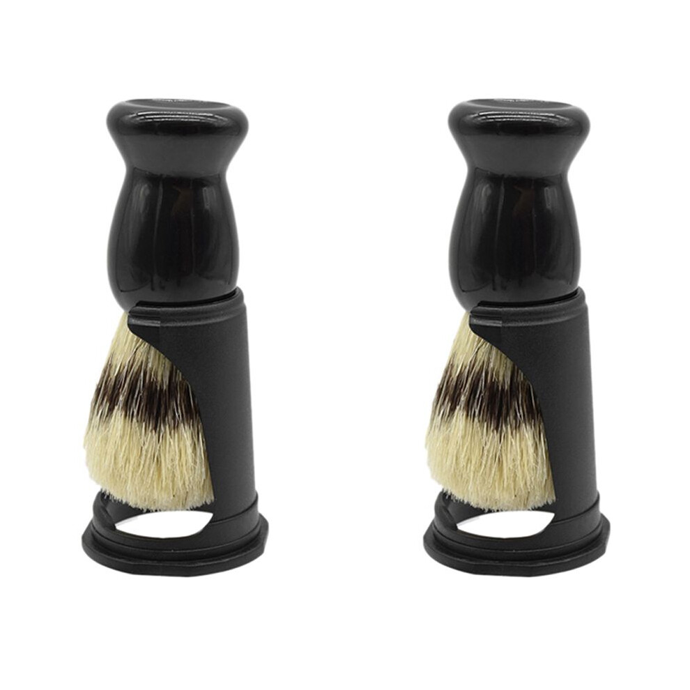 2X Soft Boar Bristle Wood Beard Brush Hairdresser Shaving Tool Men Mustache Comb Kit Shaving Stand Holder Set