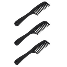 3X Black Double Row Tooth Detangler Hair Comb Shampoo Kam med Handtag för Långt Lockigt Vått Hår