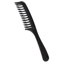 3X Black Double Row Tooth Detangler Hair Comb Shampoo Comb with Handle for Long Curly Wet Hair