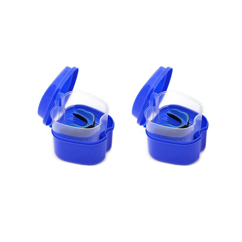 Bobotron 2X Dark Denture Case, With Strainer, Denture Bath Box False Teeth Storage Box With Basket Net Container Holder