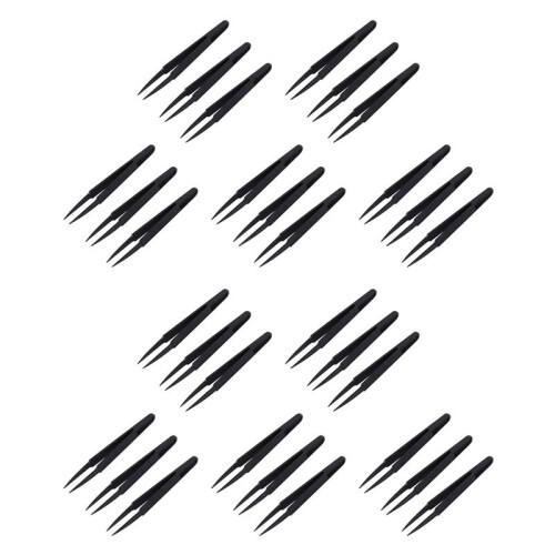 30 Stueck Kunststoff Spitz Pinzette - Schwarz