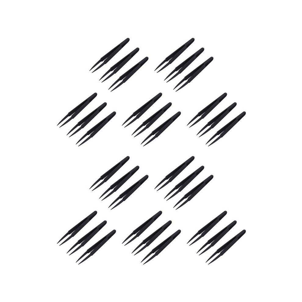 Black 30 Pcs Plastic Electronic Pointy Tip Anti-Static Tweezers