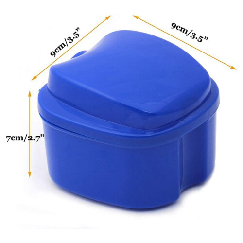 2X Dark  Denture Case, with Strainer, Denture Bath Box False Teeth Storage Box with Basket Net Container Holder 1