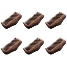 6X Peigne de Poche Bois de Santal Vert Naturel Super Narrow Dent Bois Peignes Statiques Poux Barbe Peigne Coiffure Peigne en Bois de Santal