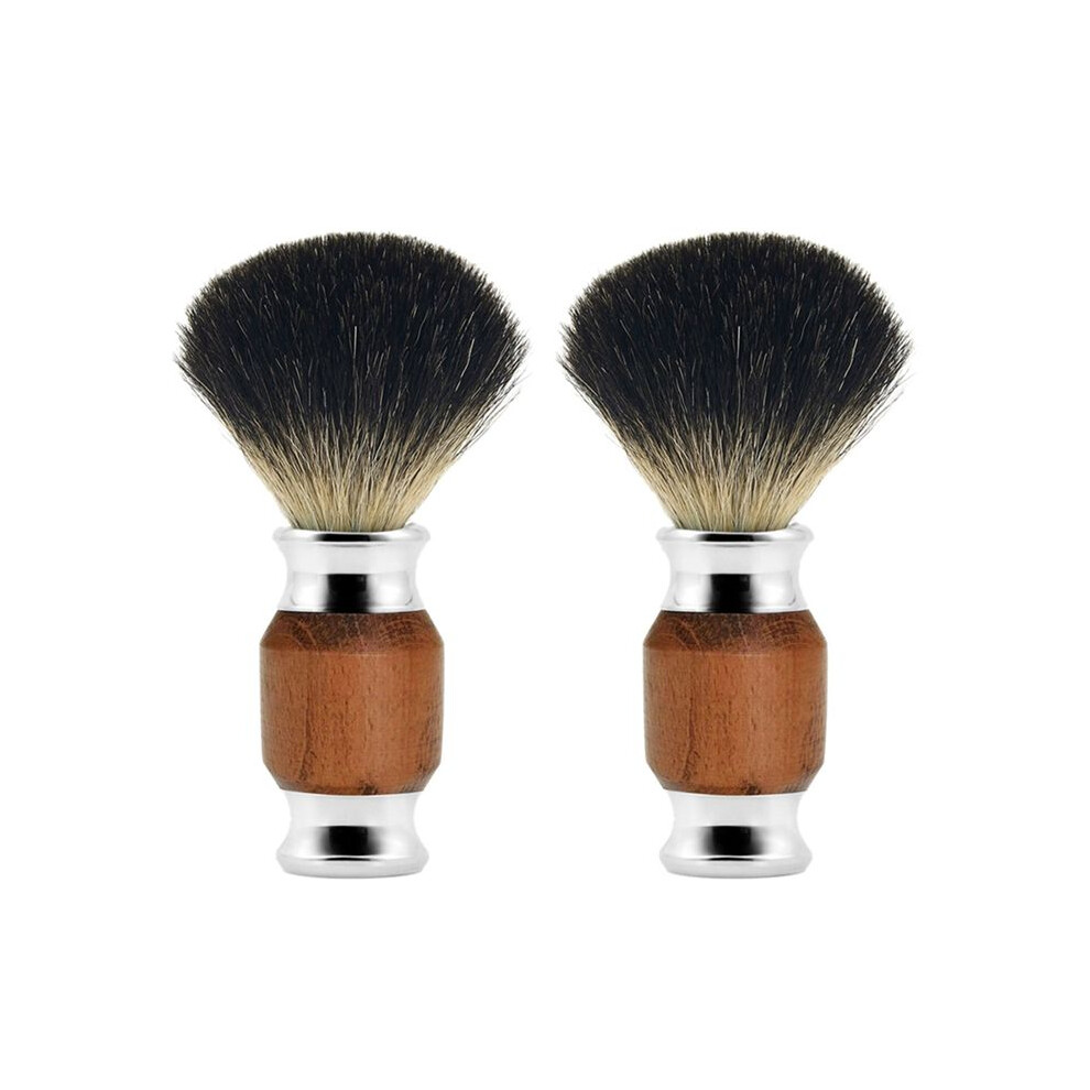 2Pcs Pure Badger Hair Beard Brush Men's Shaving Brush with Wooden Handle Supply Various Hair Razors