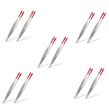 10 Pieces of Rubber Tip Tweezers PVC Silicone Precision Tweezers Laboratory Industrial Hobby Tweezers Tool-Red