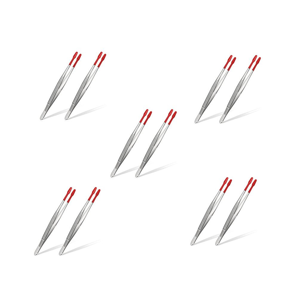 Red 10 Pieces Of Rubber Tip Tweezers Pvc Silicone Precision Tweezers Laboratory Industrial Hobby Tweezers Tool