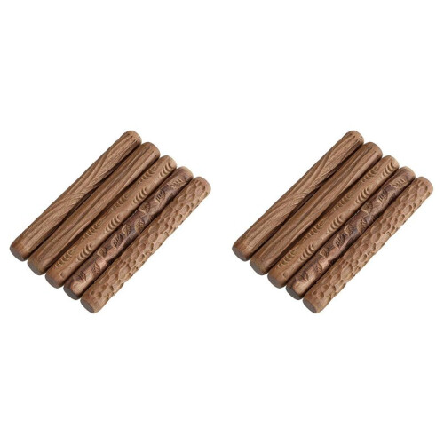 10 Pcs Pottery Tools Wood Hand Rollers,for Clay Stamp Pattern/Roller Pattern,Ceramic Tools,Arcilla Polimerica Dab Tool