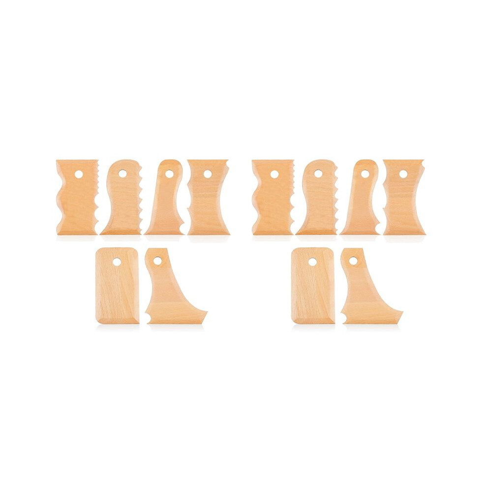 14 Pieces Pottery Trimming Tools Pottery Clay Foot Shaper Tools Texture Wooden Profile Rib Bundle Foot Shaper 4712262679431