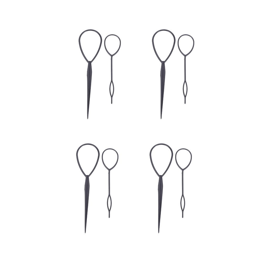 8 Pcs Topsy Tail Hair Styler Hair Style Hair Twister Snare Loop Black