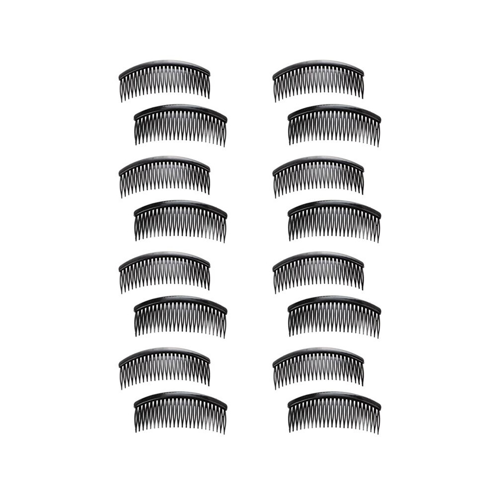 Typecat Black Plastic 24 Teeth Hair Comb Clip Clamp 16 Pcs For Lady Girls