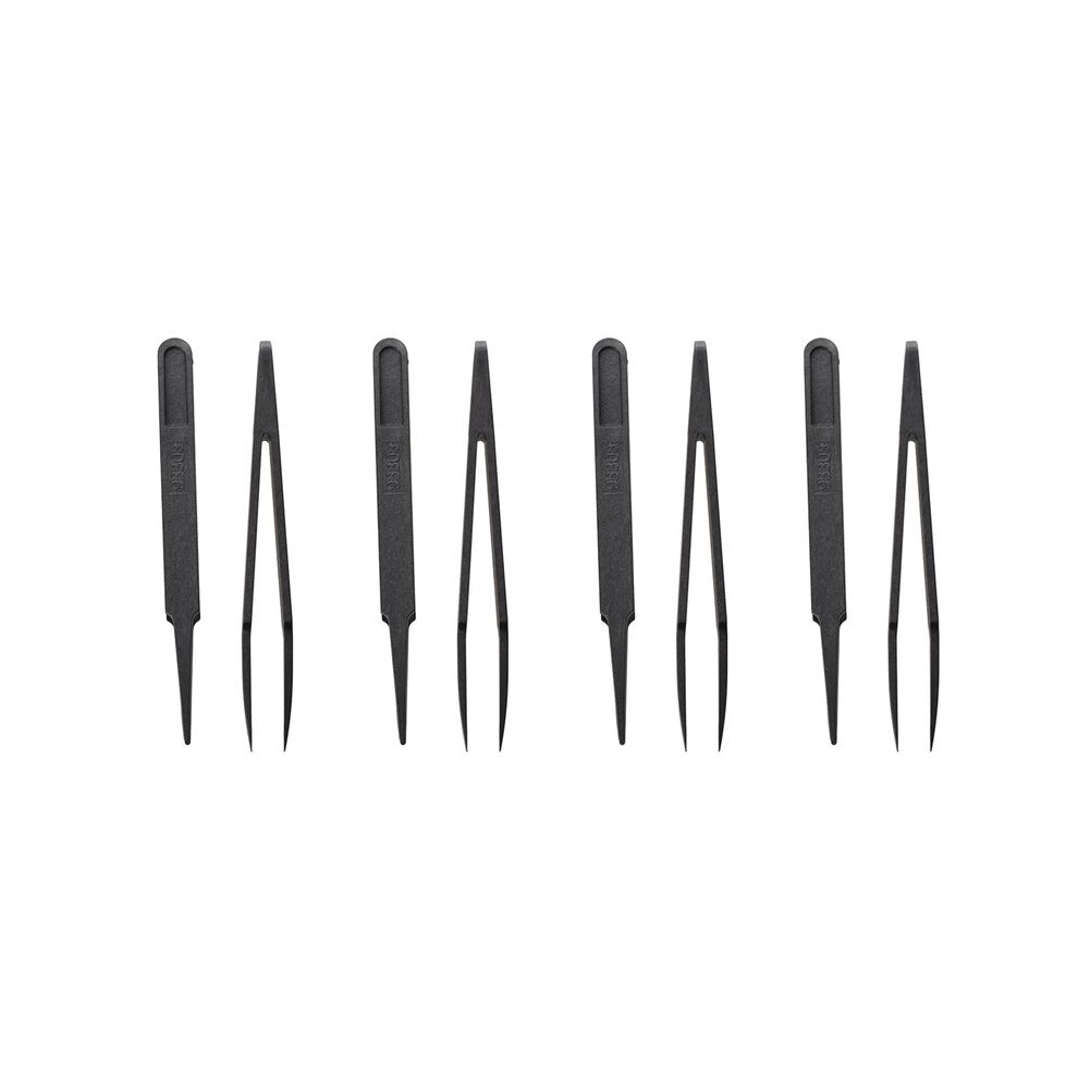 8pcs 4.5 Inch Length Black Plastic Anti-Static Tweezers Repair Tool 2