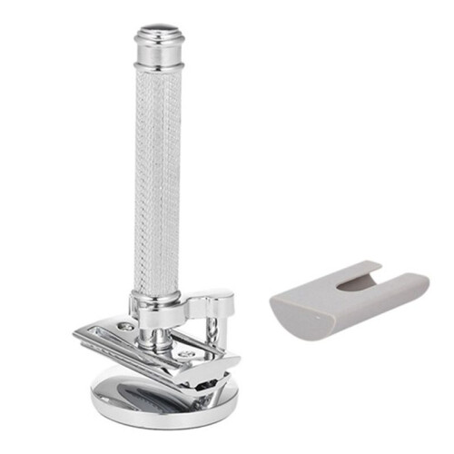 Silver Adjustable Double  Classic Safety   Shaving  with Base Cutter  Cover